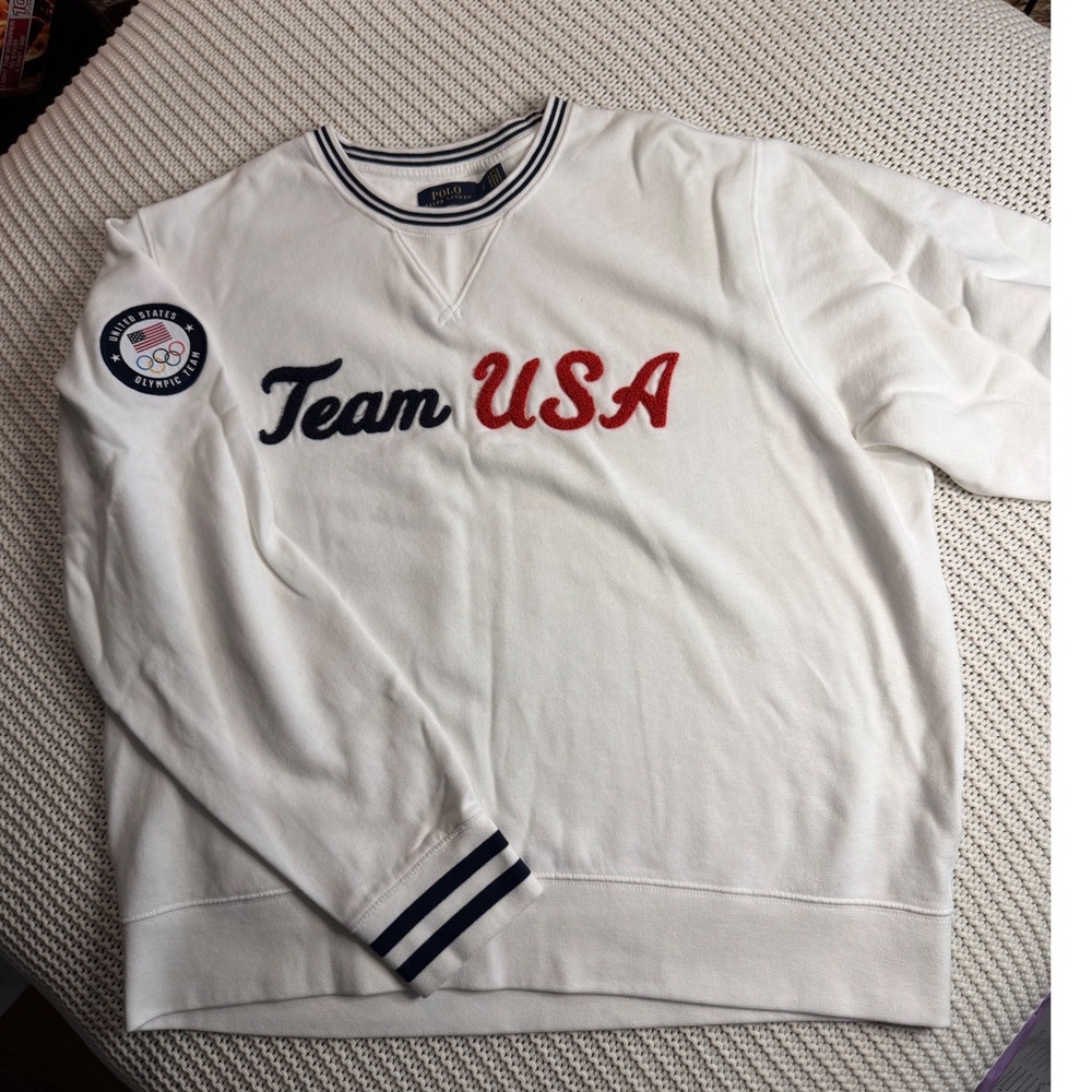 Polo Ralph Lauren Team USA Olympic Sweatshirt White Mens Large Patch Logo